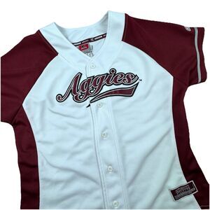 Vintage Colosseum Texas A&M Jersey Kid L Aggies Baseball Sports Button